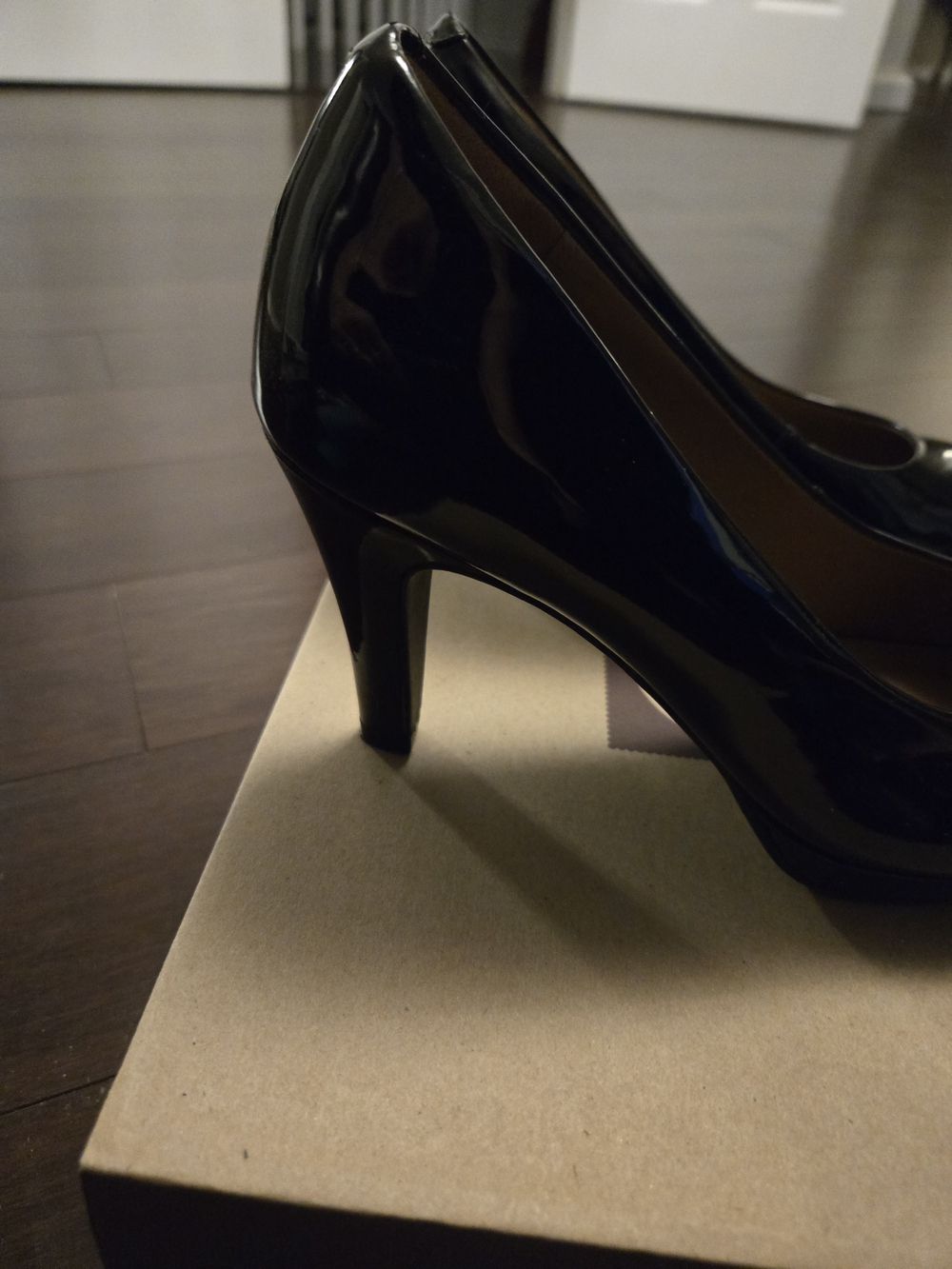 Clarks Black Patent Heel Pump